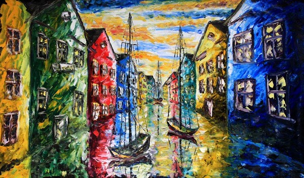 buy painting Venice boats VI L by Rybakow-ART