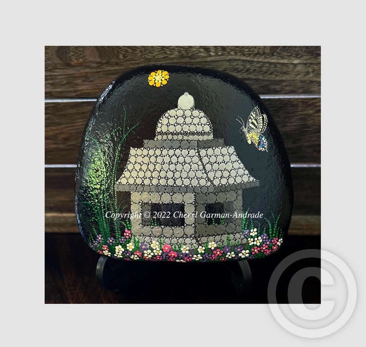 Garden Pagoda Dot Art River Stone