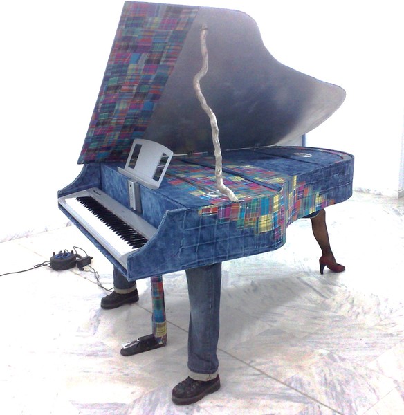 Eco piano made from used paper & denim