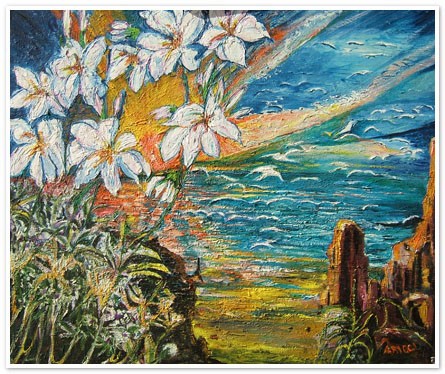Lilies on the cliff