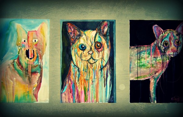 Triptych of Cats