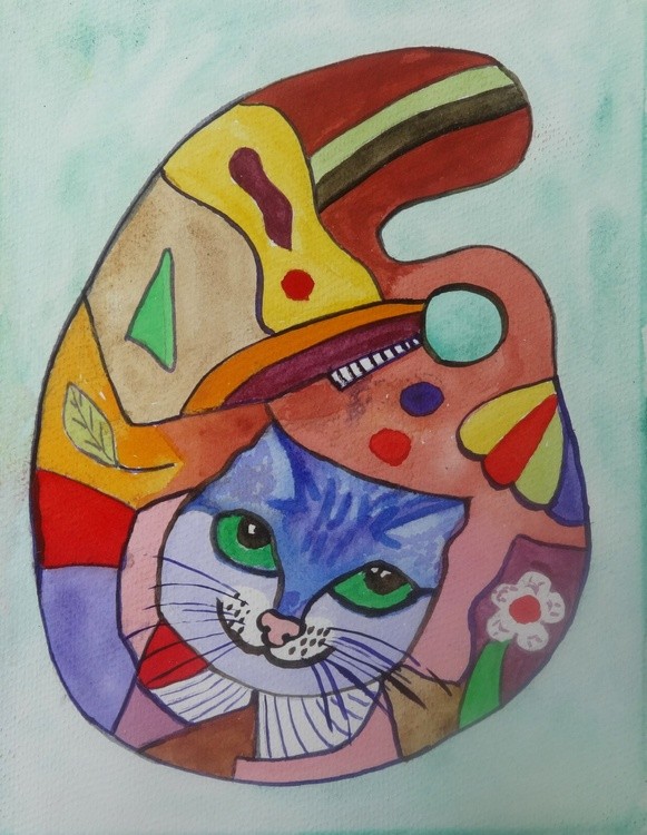 Palette with a cat