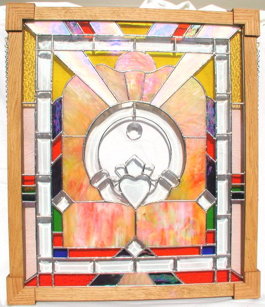 Irish Claddagh original Stained Glass Panel