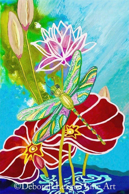 Dragonfly Over Lotus Pond