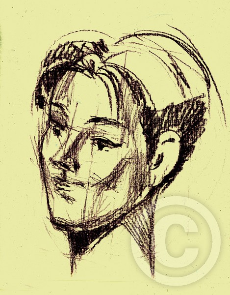 Sketch of a hairdressers bust