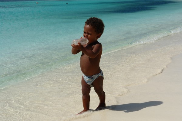A venezuelan baby on the beach