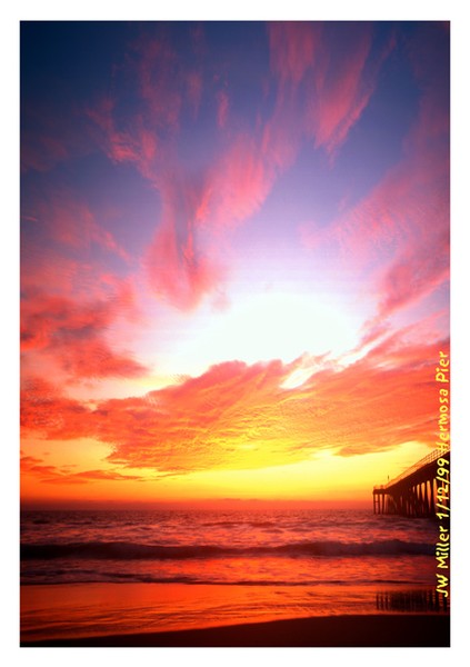 Hermosa Beach, Ca. Pier 1-12-99 sunset