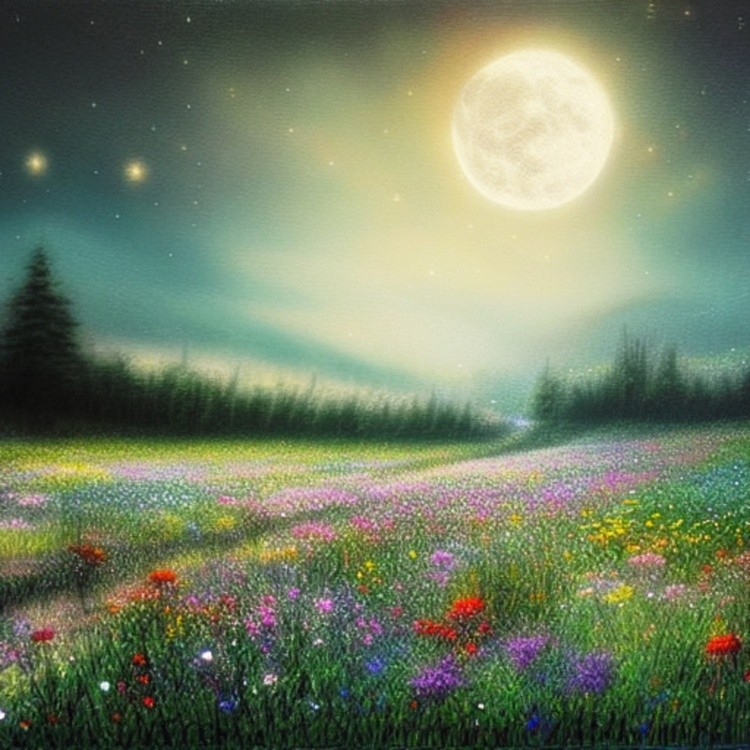 Wildflowers and moon