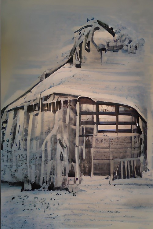 Snow Covered Horse Barn