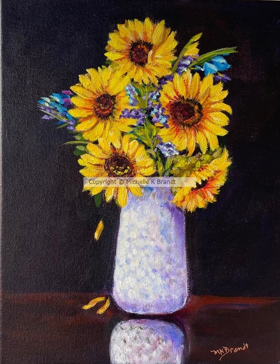 Sunflowers in white vase