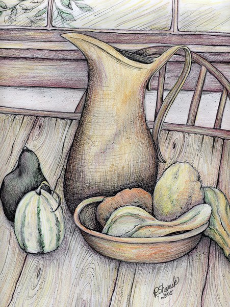 Pitcher and gourds