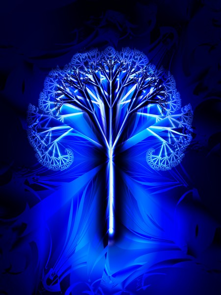 A Fractal Tree in Blue