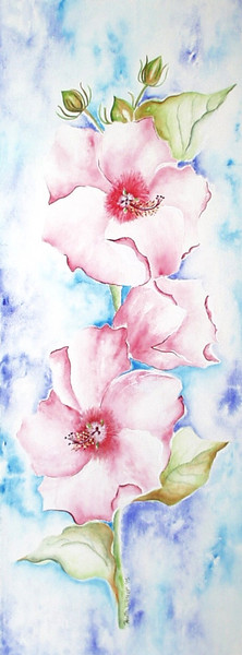 Pink Hibiscus Original Watercolor