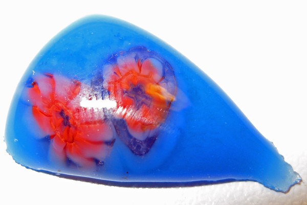 Fused Glass: Blue and Red Blob