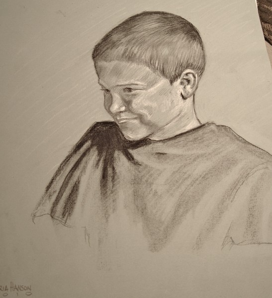 Young man, charcoal
