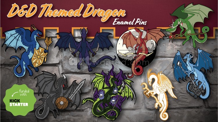 DnD Themed Dragons Enamel Pins Banner