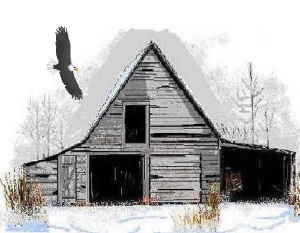 Gray Alabama Barn In Light Snow