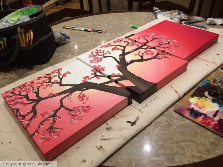 Three Canvas Cherry Blossom