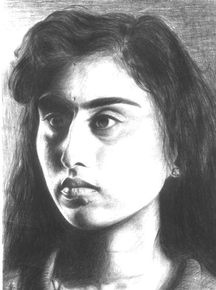 Self potrait in charcoal 