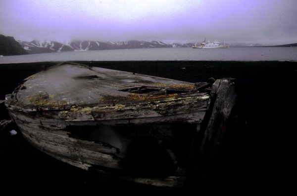 Old  boat  Deception island Antarctic  Sea