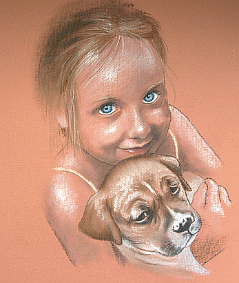 Child with puppy