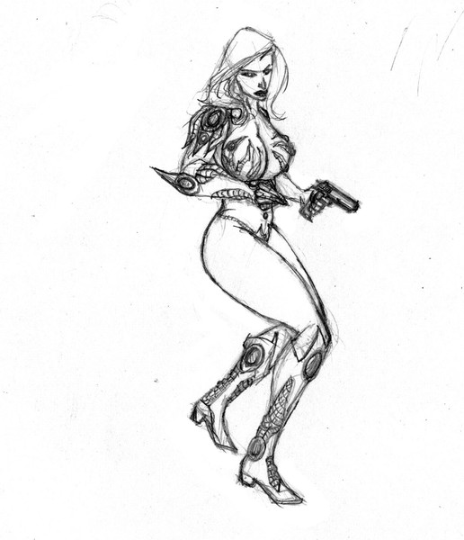 witchblade still pointing a gun...