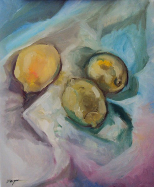 Original Art still life oil painting Lemons Vargas