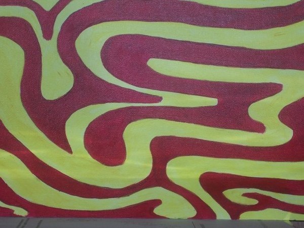 red and yellow abstract oil on canvas paper
