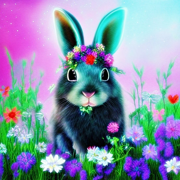Fantasy floral bunny and stars