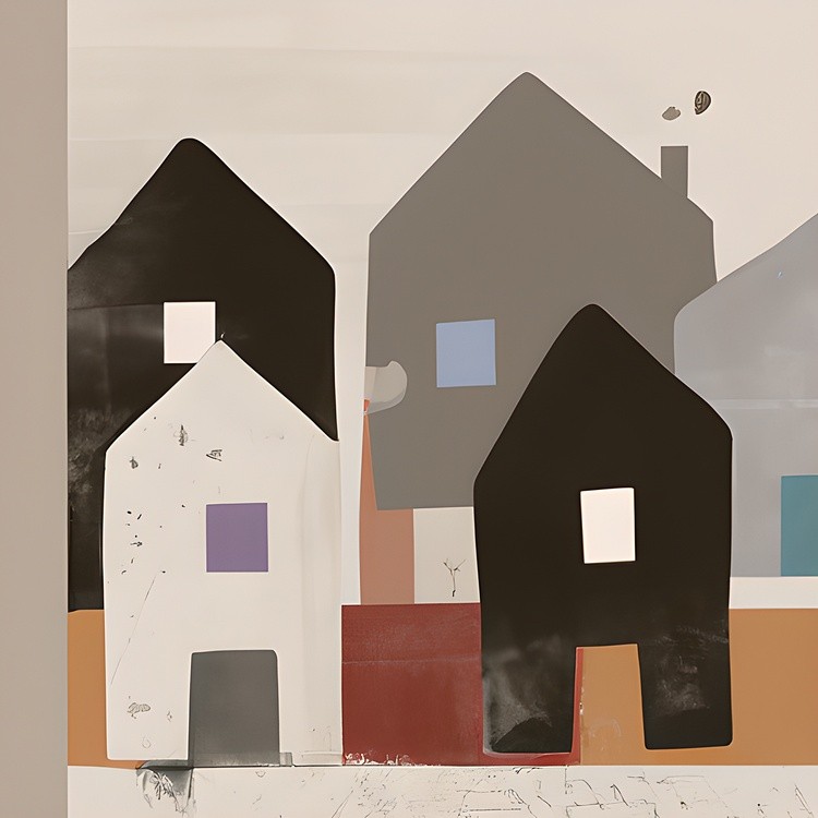 Abstract townhomes minimalist painting