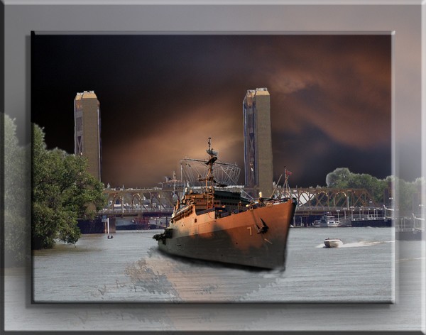 Navy Ship in Sacramento River