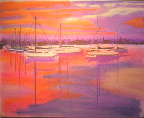 Sailboats in a Sunset of Fire