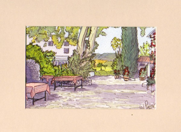 CYPRUS EVENING  pen and wash