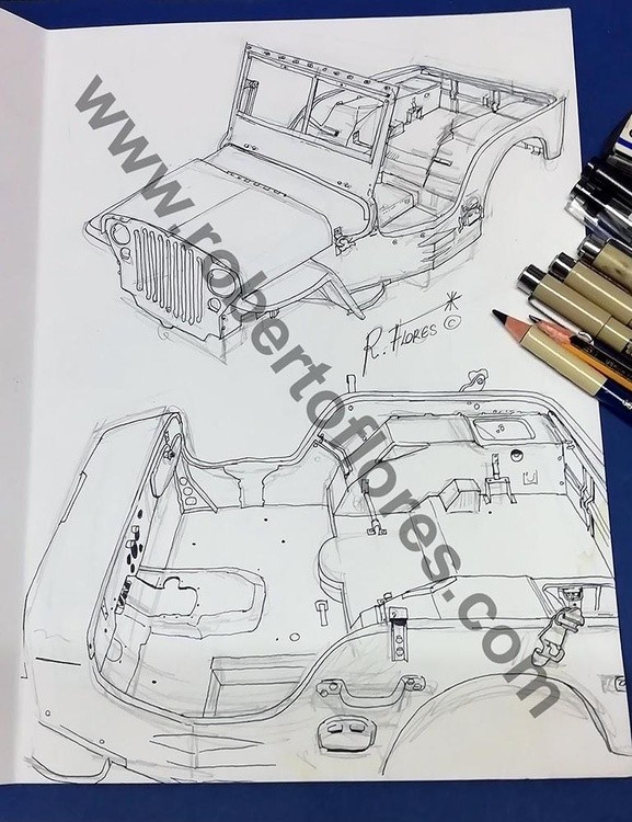 doodles WW2 G503 WillysJeep WillysMB FordGPW flatfender jeep 4wd watermark