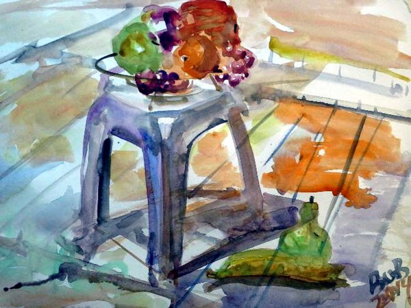 fruits on stool