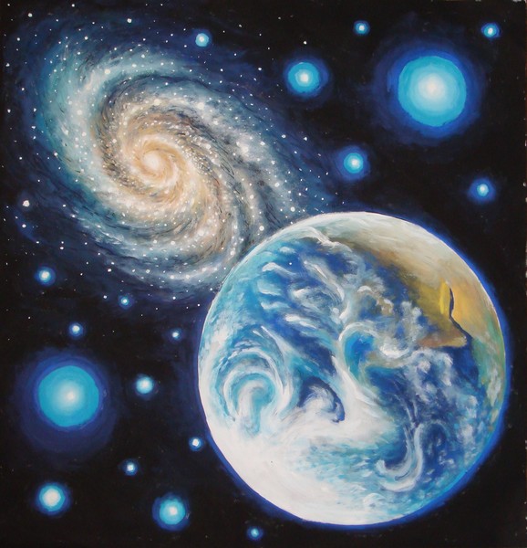 Earth and a galaxy