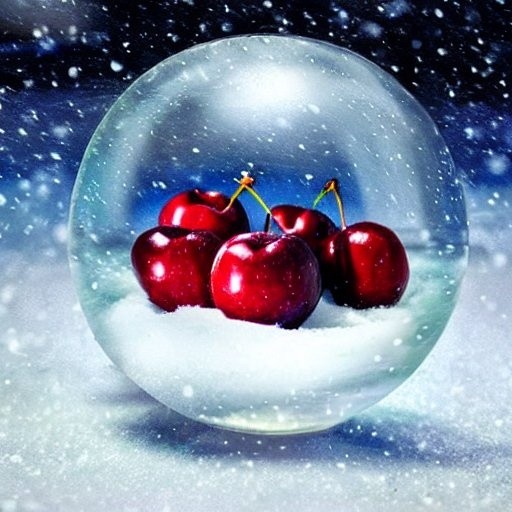 winter cherry in a glass sphere 