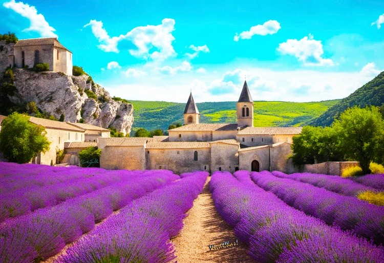 Lavender Abbey de Provence Landscape
