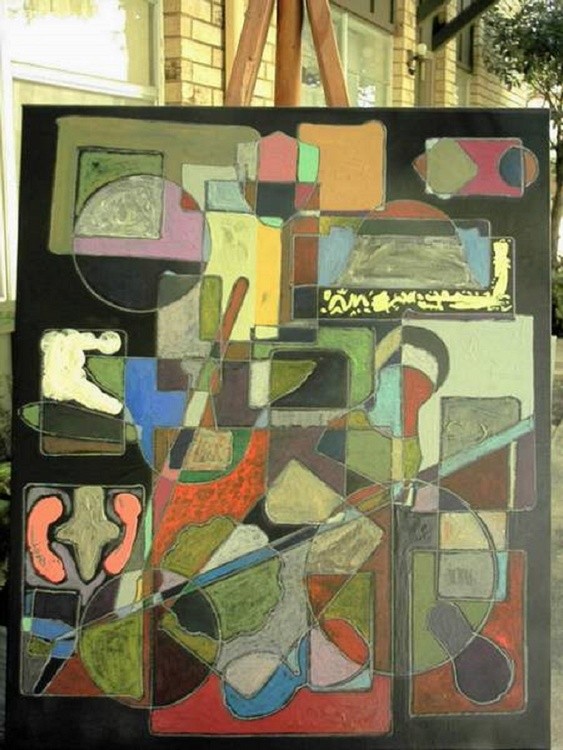 Panama Cafe...acrylic on canvas   (2o X 24 in) ,(c).1999 Elton Houck