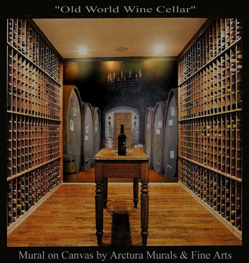 Old World Wine Cellar Mural