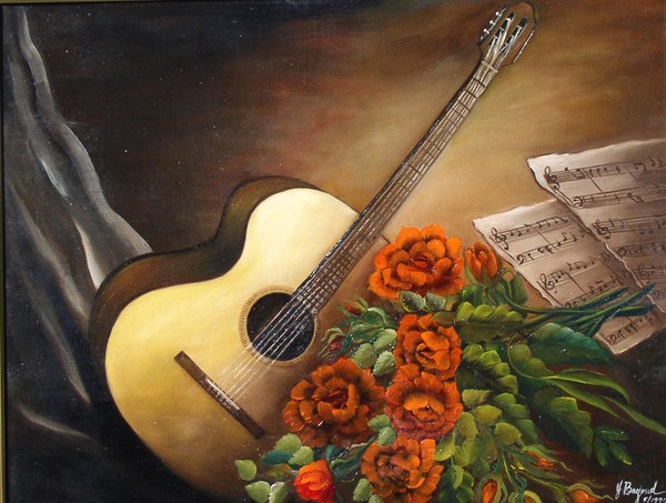 Guitar with roses