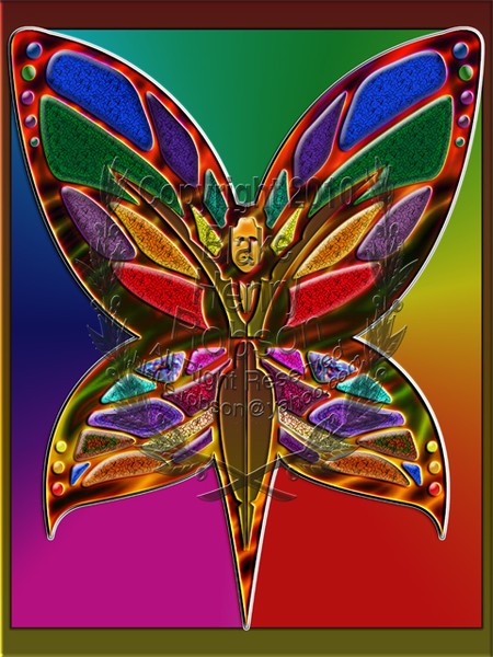 Woman Butterfly Rainbow Fire