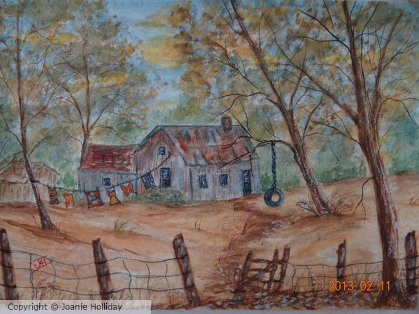 AN OLD HOMESTEAD.. WATERCOLOR
