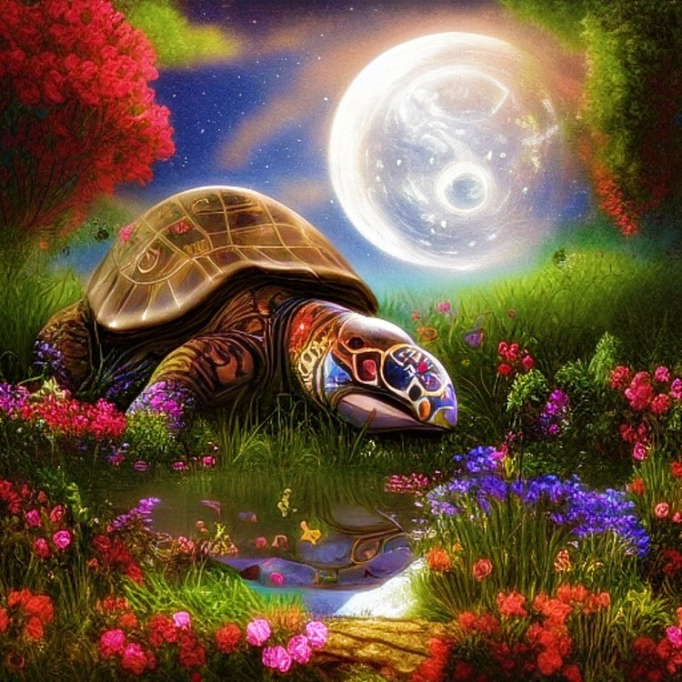Colorful fantasy turtle