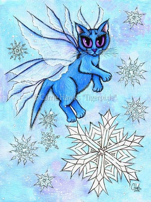 Winter Snowflake Cat Fairy