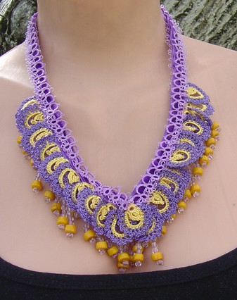 Unique Lilac and Yellow Necklace