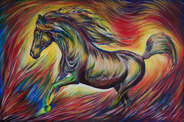 Original  Horse Acrylic Painting 24inX36in