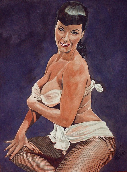 Betty Page  in the sun! Watercolor