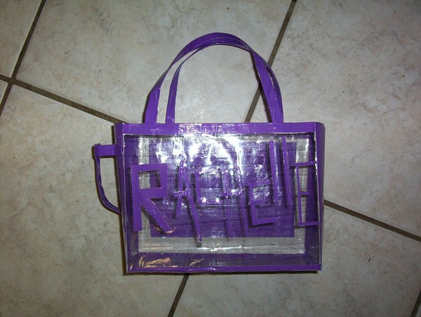 duct tape handbag, clear, purple (rachelle)