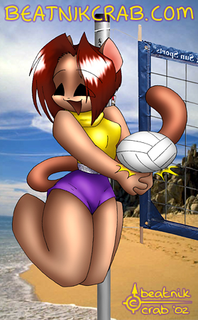 Volleyball CatGirl;  © beatnik crab, 2002